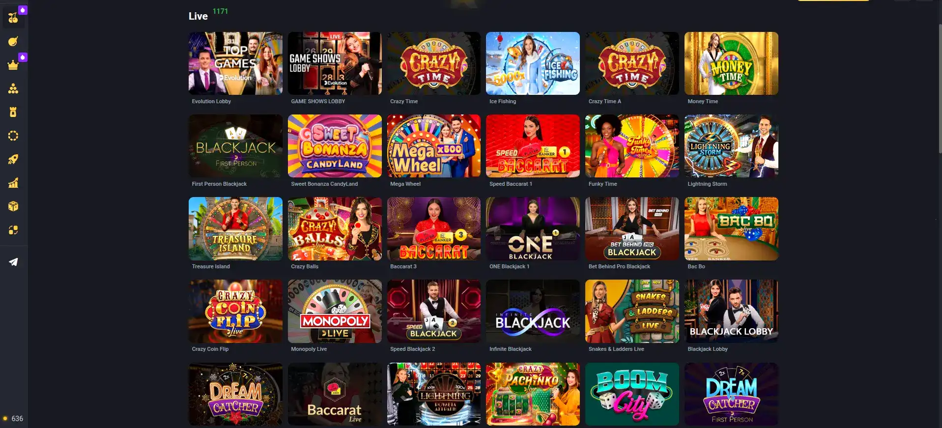 Интерфейс казино Платинум на большом экране